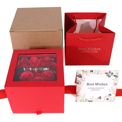 Heart Rose Gift Box With Pull-Out Jewelry Drawer