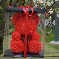 Rose Flower Teddy Bear with Heart in Clear Gift Box