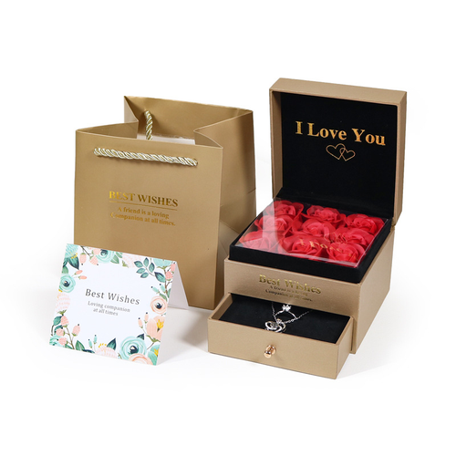 I Love You Rose Gift Box With Necklace Drawer