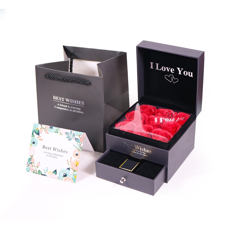 I Love You Rose Gift Box With Necklace Drawer - colour option