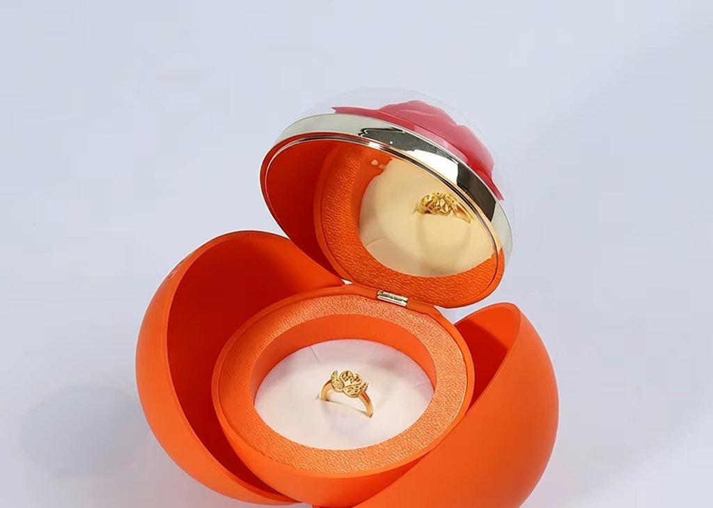 Rose Flower Ring Box with Petal Opening and Gift Box - colour option